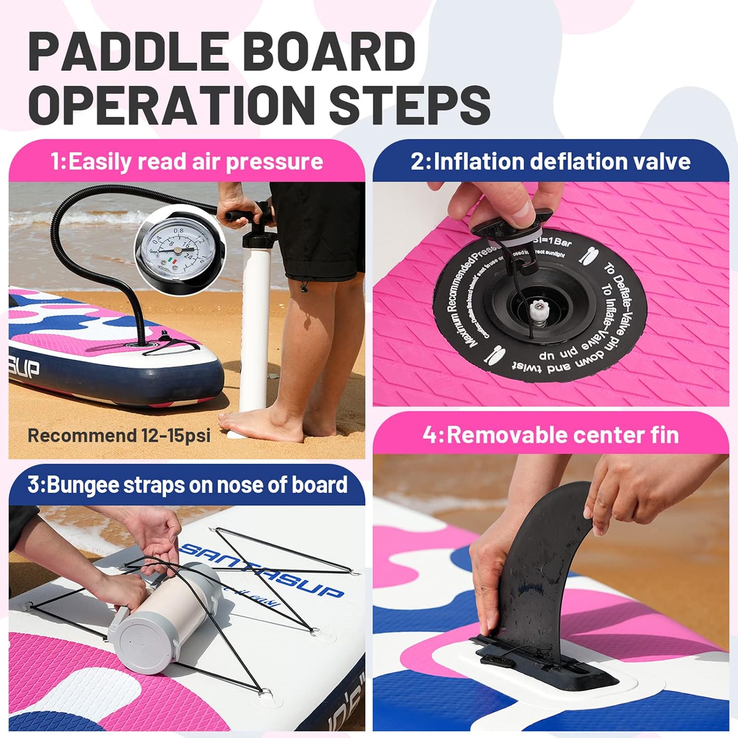 Inflatable Stand Up Paddle Board with SUP Accessories, Anti-Slip EVA Deck, 10'6'/11' Wide Stance Board, Sup Board for Adults & Youth of All Skill Levels Backpack