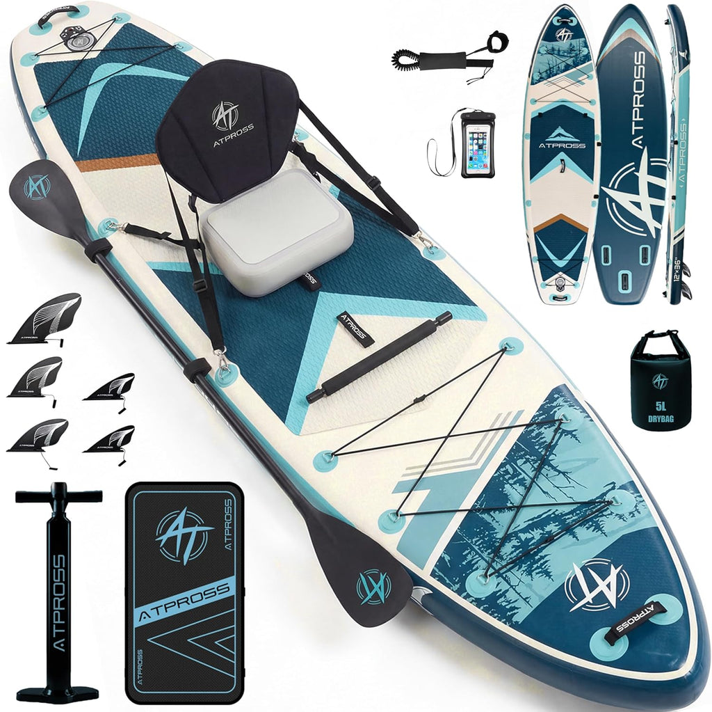 12'x36 Inflatable Paddle Board, 500lbs Extra Wide Stand Up Paddleboard for Adults with Premium SUP Accessories Kit & Backpack, Blow Up Kayak Non-Slip Stable Deck Boat for Yoga Fishing Surf