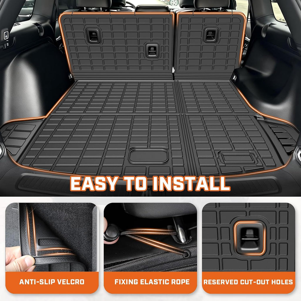 Mixsuper Floor Mat & Cargo Liner for Jeep Grand Cherokee 2022-2026(Include 4xe Not for L or WK),All Weather TPE Floor mat with Backrest and Door Sill Guards Grand Cherokee Accessories,Anti-Slip Black