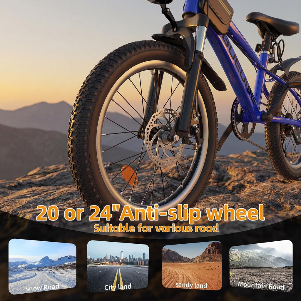 Kids Bike for Boys & Girls Ages 7–12, 20/24 Inch Mountain Bicycle with 7-Speed Gear, Dual Disc Brakes, Suspension Fork, LED Headlight – Youth Bike for Outdoor Riding