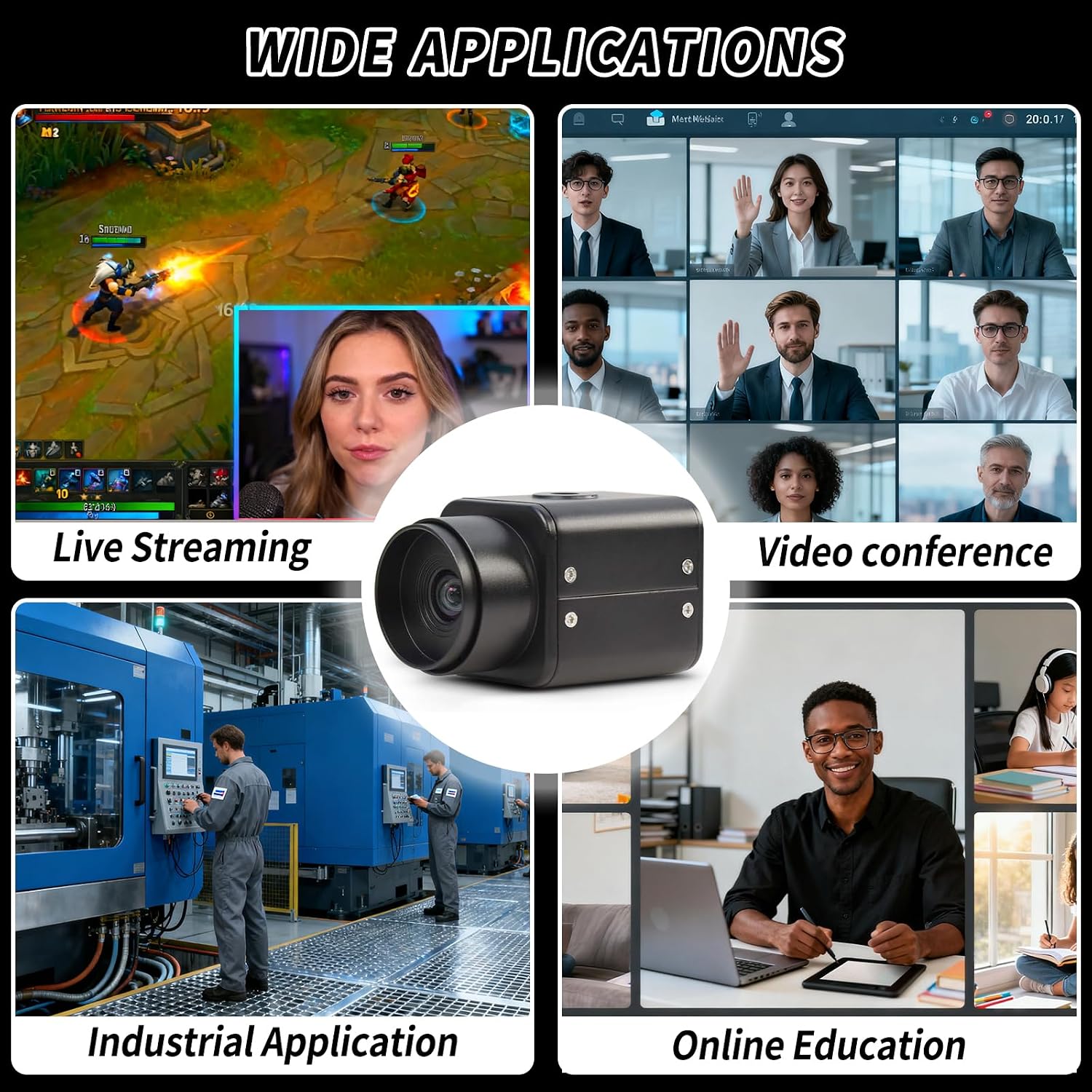 MOKOSE HDMI Camera, HD 1080P 60FPS Digital Security Camera, Industry Digital Camera with 3.2mm No Distortion HD Lens