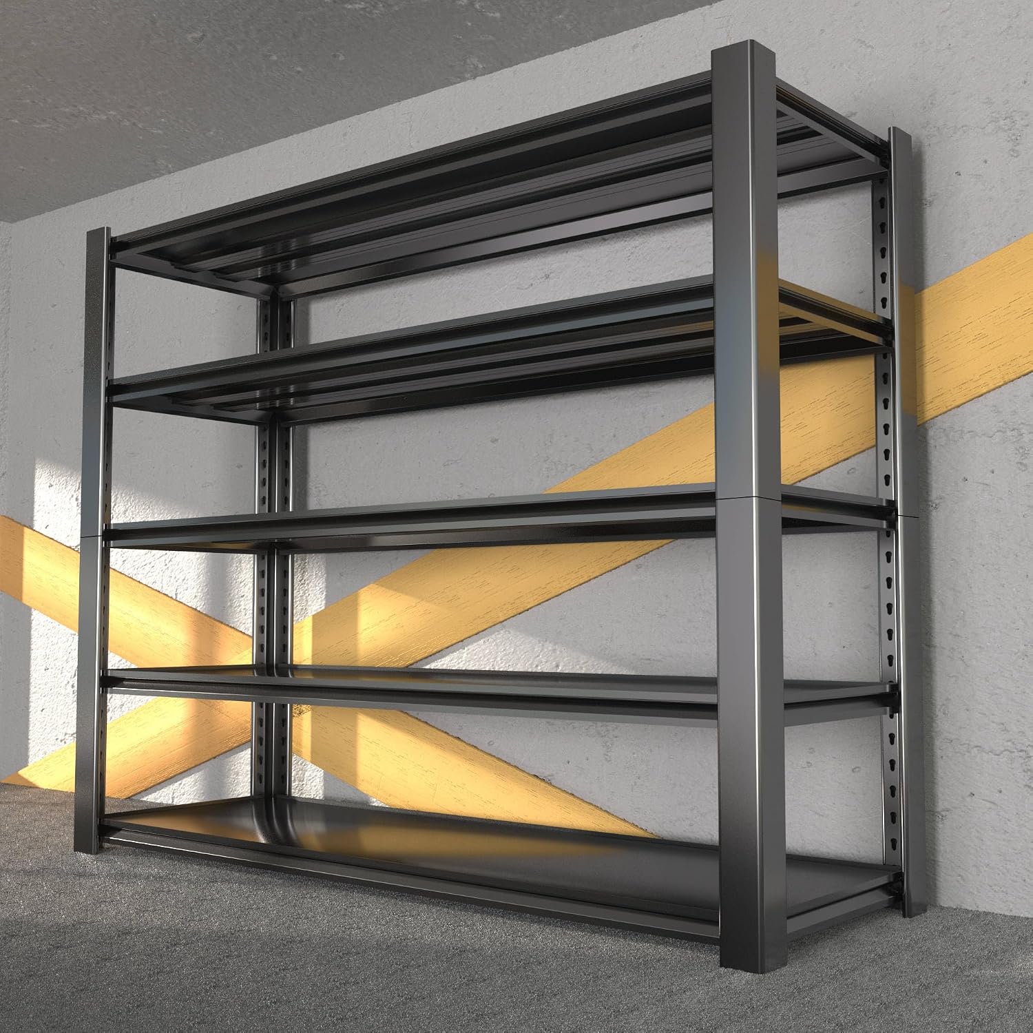 Standing Shelf Units 72' H x 48″W x 20' D,Heavy Duty Garage Shelving Units and Storage, 3000LBS 5-Tier Metal Shelves, Storage Rack for Garage Organization, Basement, Workshop, 1Pack