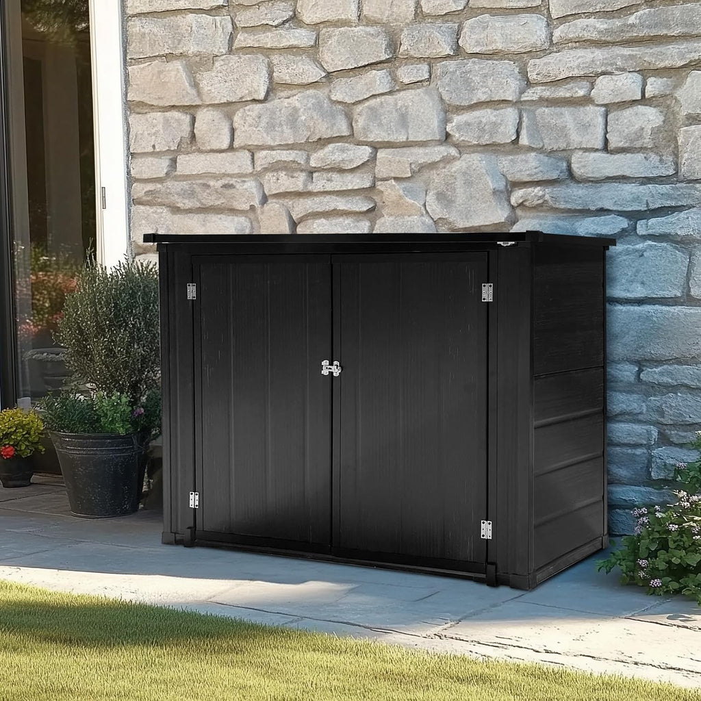 VINGLI 36 Cu. Ft. Outdoor Storage Shed, Heavy Duty Horizontal Yard Storage Shed with Dual Opening, 295 Gallon Storage Bin with Weatherproof Design for Garden Tools, Yard Garbage Bins