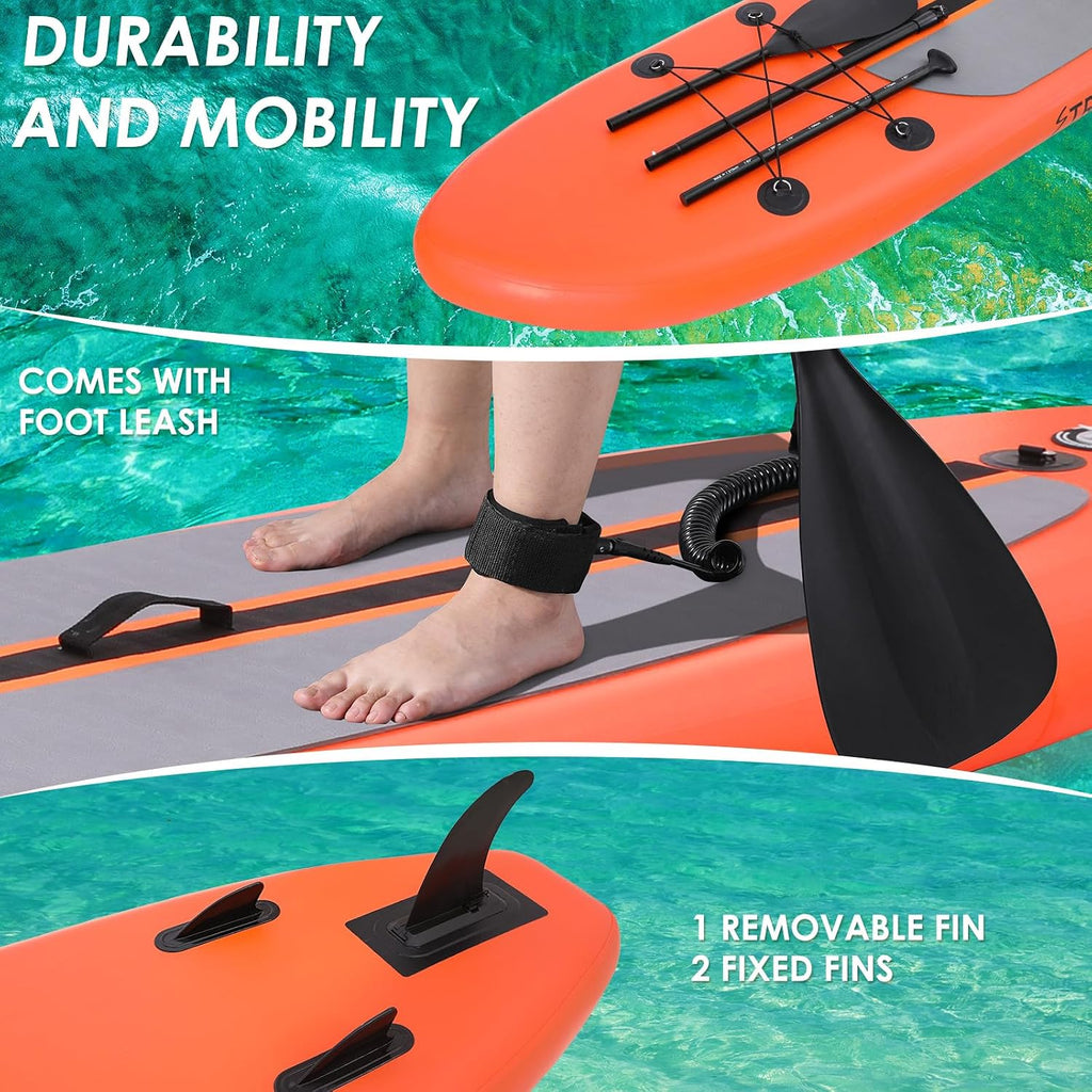 Clevich 10FT Stand Up Paddle Board, Inflatable Paddleboard with SUP Accessories & Carry Bag, Paddle, Hand Pump, Non-Slip Deck, Repair Kit,Leash, 400LBS