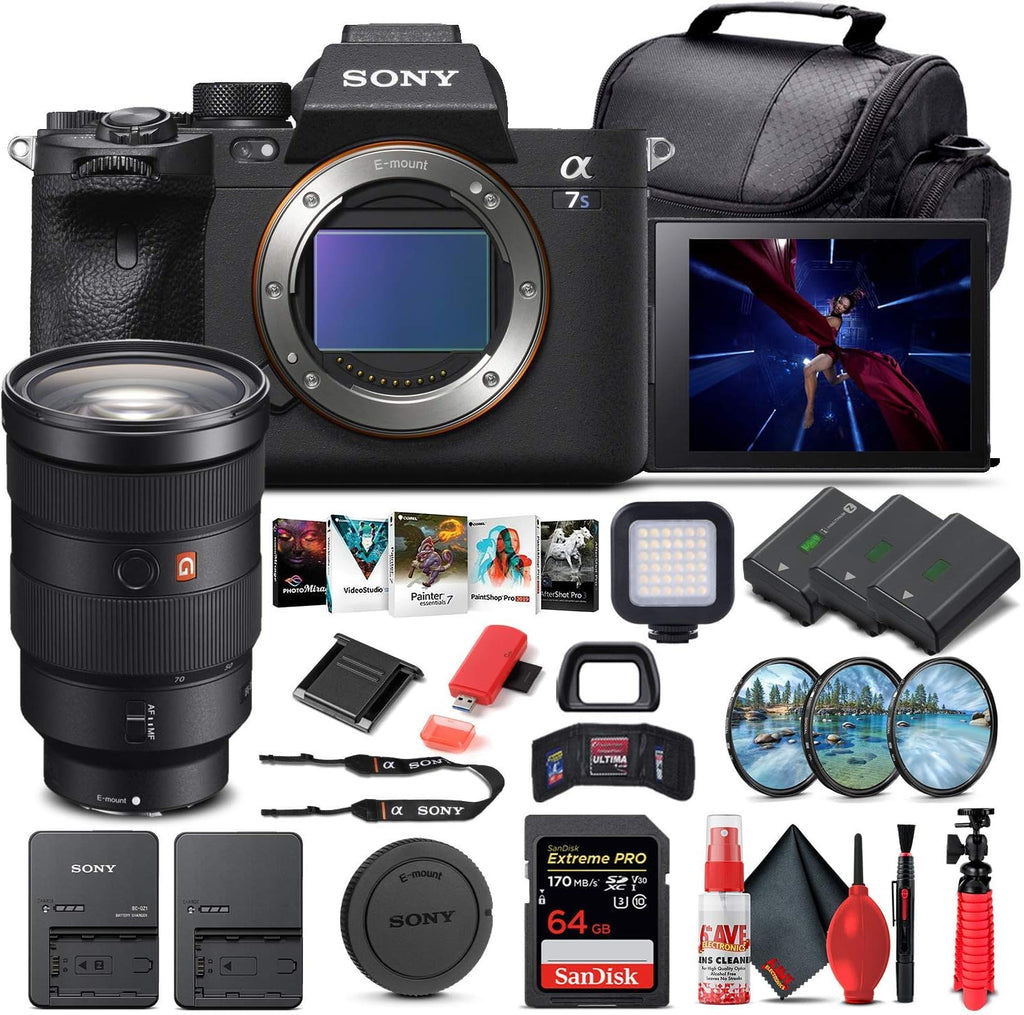 Sony Alpha a7S III Mirrorless Digital Camera (Body Only) (ILCE7SM3/B) + Sony FE 24-70mm Lens + 64GB Memory Card + 2 x NP-FZ-100 Battery + Corel Photo Software + Case + More (Renewed)