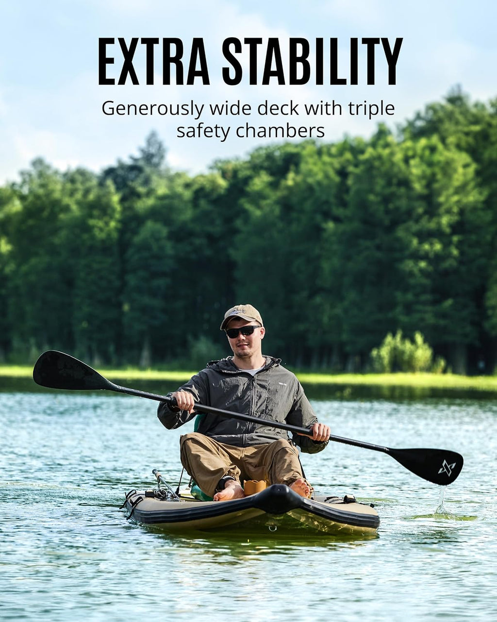 ZLX 11'6''x42'' Extra Wide Inflatable Fishing Paddle Board for Adults- Stable Non-Slip Deck Pad, Dual Reinforced Sides & Quiet Glide, 400lb Capacity SUP, Rod Mount, Camera Mount