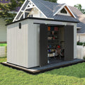 Domi 6x11FT Resin Outdoor Storage Shed with Sloping Roof, Waterproof Outside Sheds with Windows & Vents, Heavy-Duty Plastic Tool Storage Shed for Patio Furniture, Lawn Mower, Bike