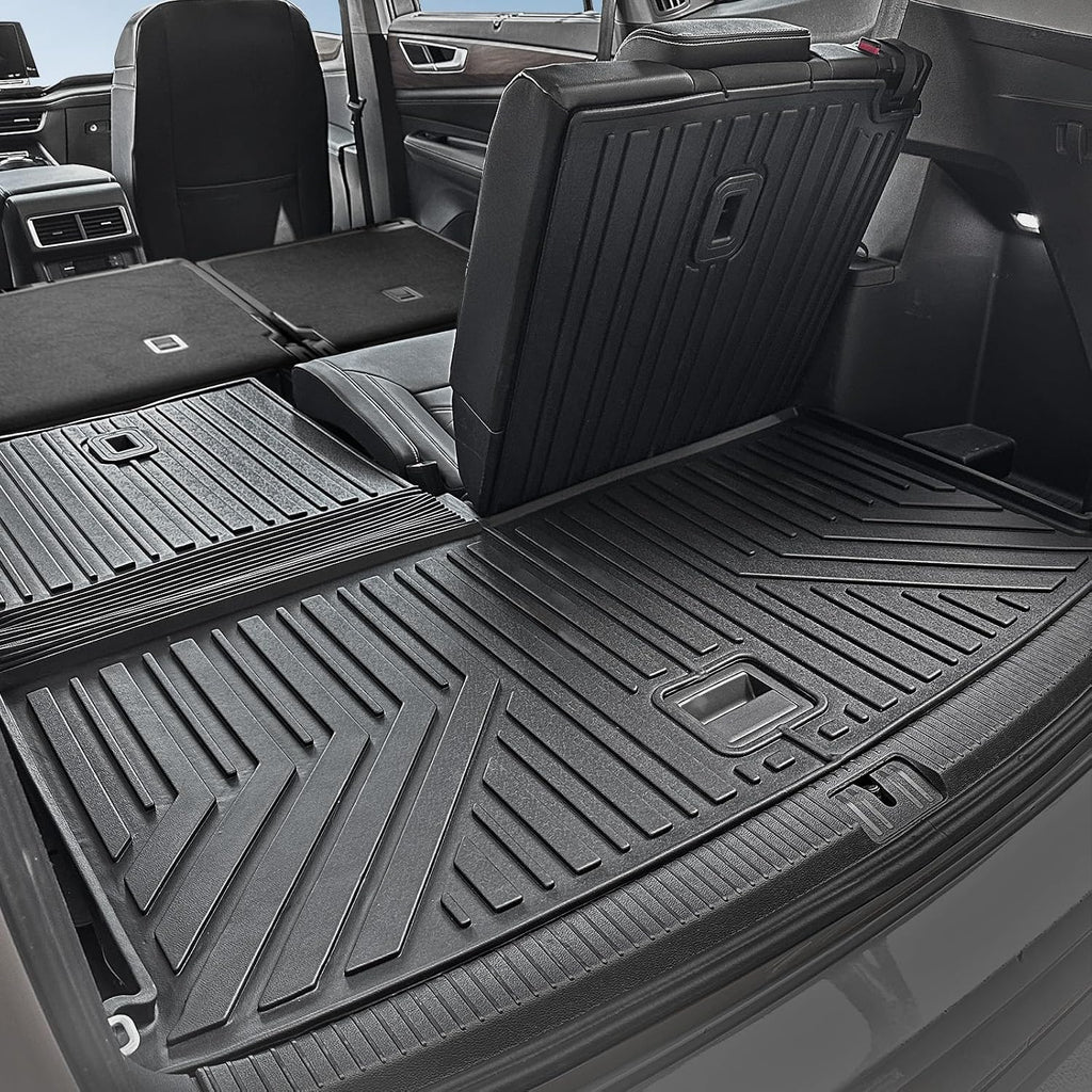 Floor Mats for 2018-2025 2026 Volkswagen Atlas 7 Passenger Bench Seating (Not for Cross Sport), All Weather TPE Durable Cargo Mat with Backrest Mats for VW Atlas Accessories