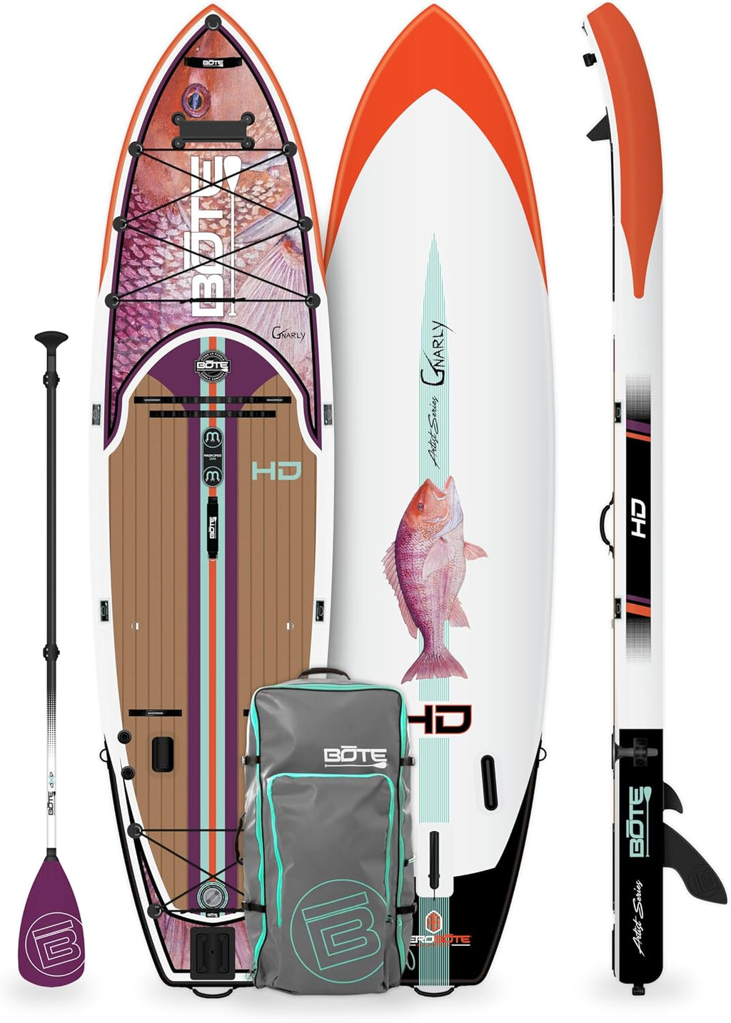 BOTE HD Aero Inflatable Stand Up Paddle Board MAGNEPod Compatible Blow Up iSUP with Paddle Travel Backpack Adults Kids Family Friendly 11 FT 6 in Size Multiple Colors