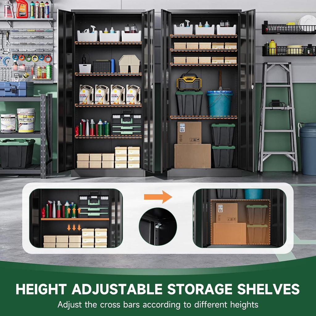 Letaya Metal Garage Storage Cabinets with Lock Door and Adjustable Shelves, Steel Tool Cabinets for Home,Office,Warehouse Organisieren (Black)