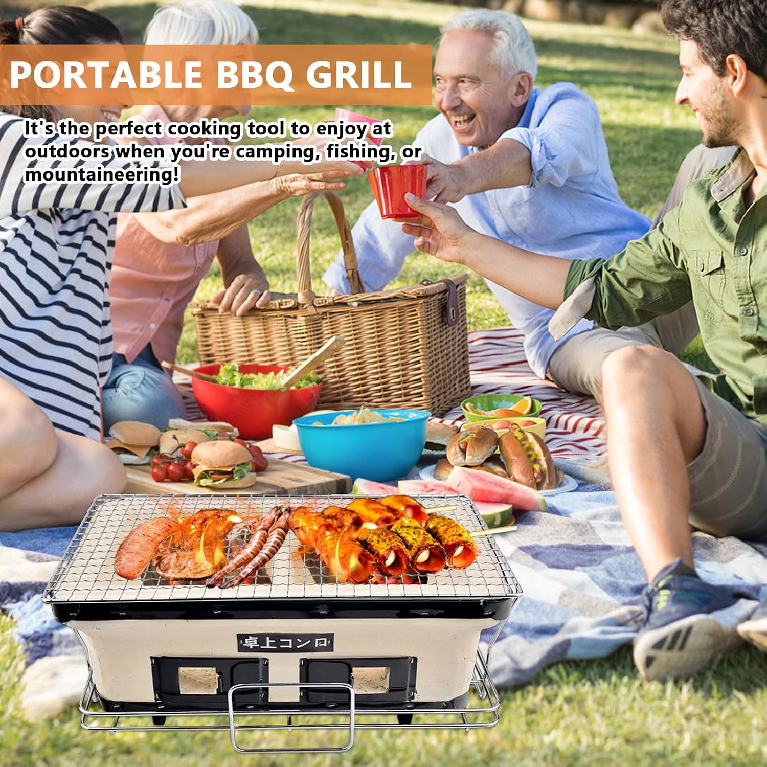 AIZYR Japanese Yakiniku Grill Clay Tabletop BBQ Grill, Charcoal Stove Korean Barbecue Grill, Household Charcoal Gril for Home Outdoor Camping Traveling