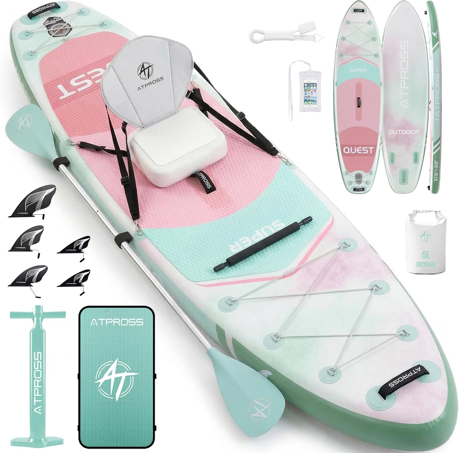 12'x36 Inflatable Paddle Board, 500lbs Extra Wide Stand Up Paddleboard for Adults with Premium SUP Accessories Kit & Backpack, Blow Up Kayak Non-Slip Stable Deck Boat for Yoga Fishing Surf