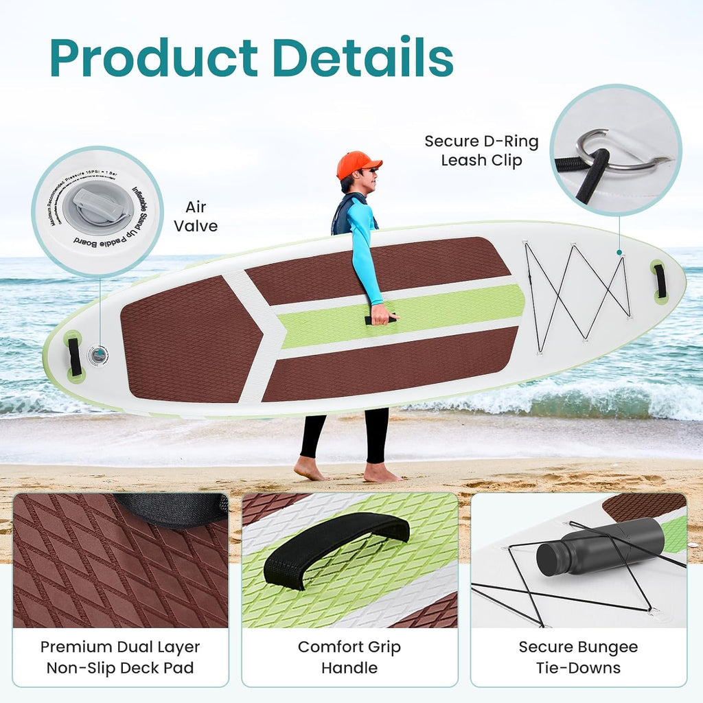 NEWBULIG 33' Inflatable Paddle Board SUP, Stand Up Paddle Board Blow Up with 3 Carry Handles, Non-Slip Deck Pad, Complete Kit with Pump, Leash & Backpack for Beginners/Adults