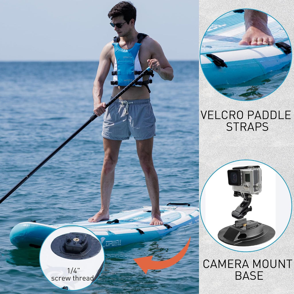 UPWELL 11'6'/11'2'/11'/10'8'/10'6'/10'2' Inflatable Stand Up Paddle Board with sup Accessories Including Backpack, Repairing Kits, Non-Slip Deck, Leash, 3 Fins, Paddle and Hand Pump