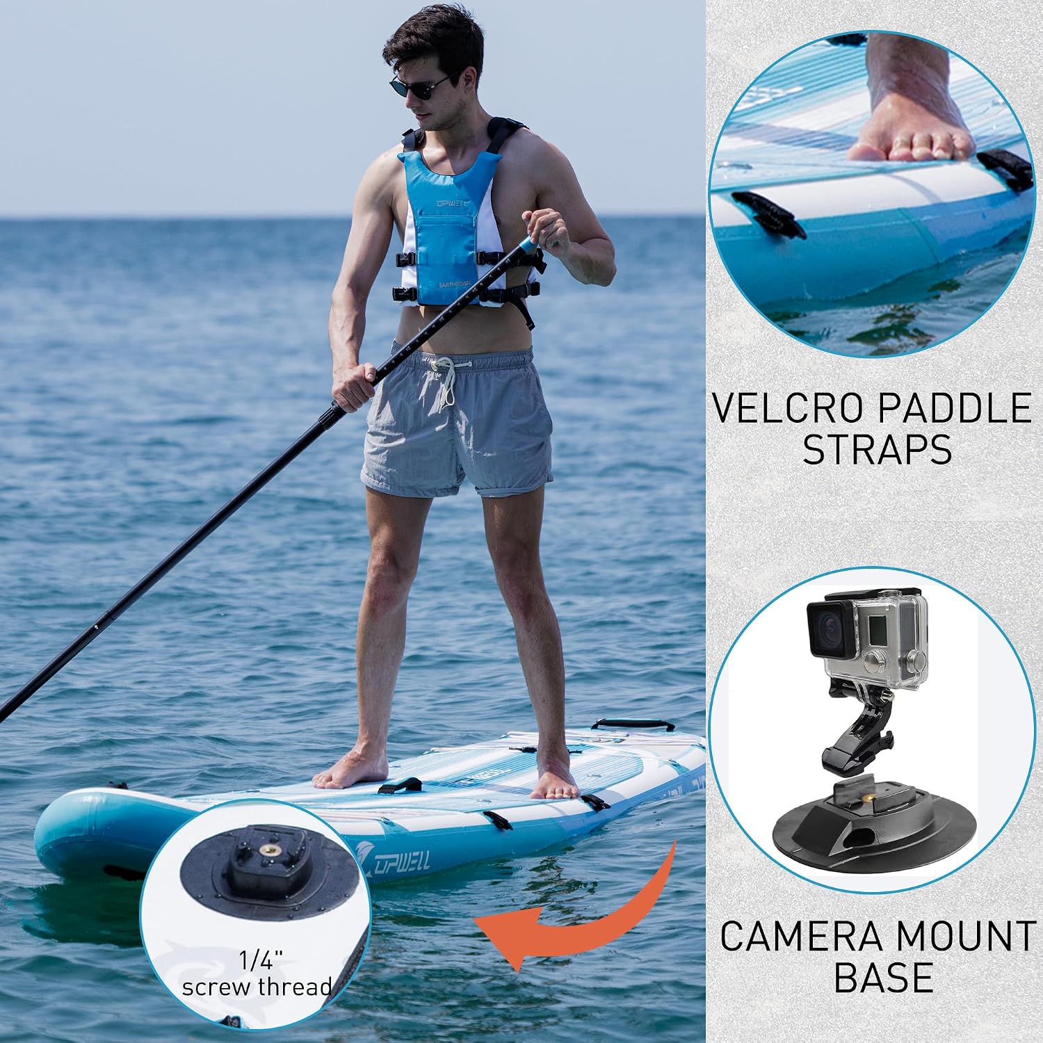 UPWELL 11'6'/11'2'/11'/10'8'/10'6'/10'2' Inflatable Stand Up Paddle Board with sup Accessories Including Backpack, Repairing Kits, Non-Slip Deck, Leash, 3 Fins, Paddle and Hand Pump