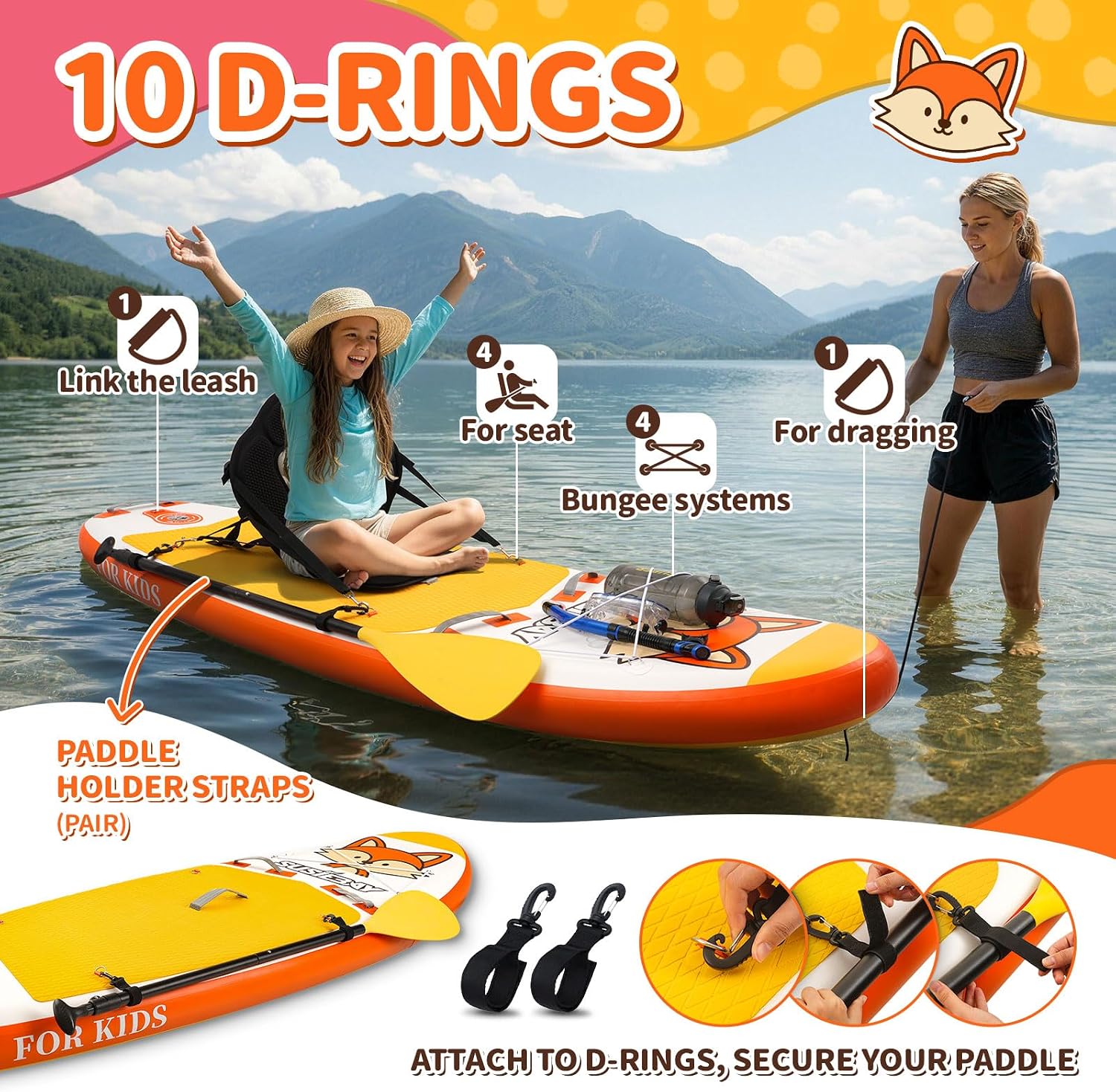 Kids Inflatable Stand Up Paddle Board with SUP Accessories,Wide Stable Design,Non-Slip Comfort Deck, Inflatable Paddle Board for Kids & Children