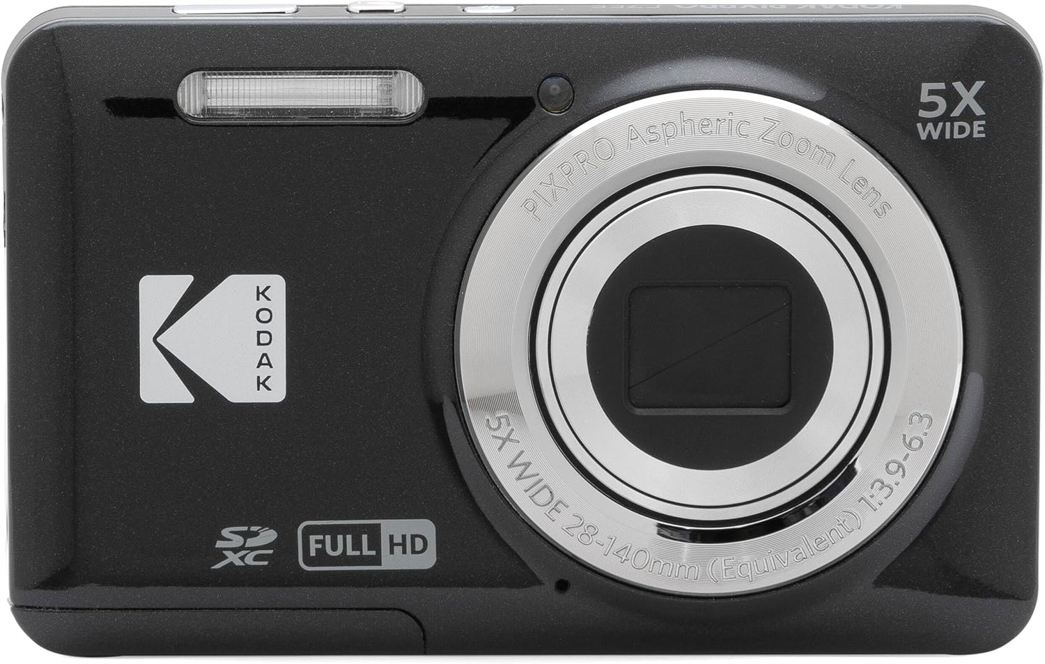Kodak PIXPRO FZ55 Black 16MP Digital Camera 5X Optical Zoom 28mm Wide Angle 1080P Full HD Video 2.7' LCD Camera + 64GB Card and Reader + Memory Wallet