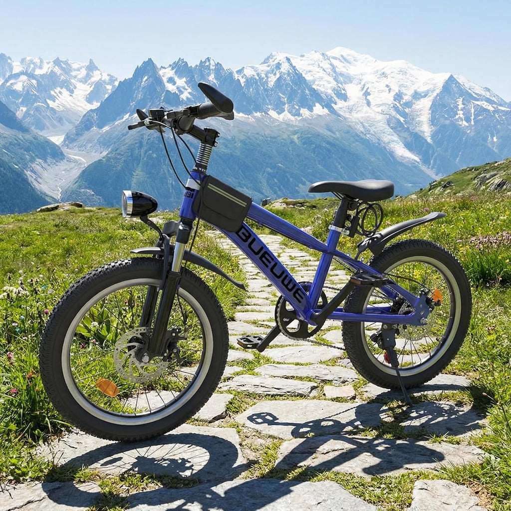 Kids Bike for Boys & Girls Ages 7–12, 20/24 Inch Mountain Bicycle with 7-Speed Gear, Dual Disc Brakes, Suspension Fork, LED Headlight – Youth Bike for Outdoor Riding