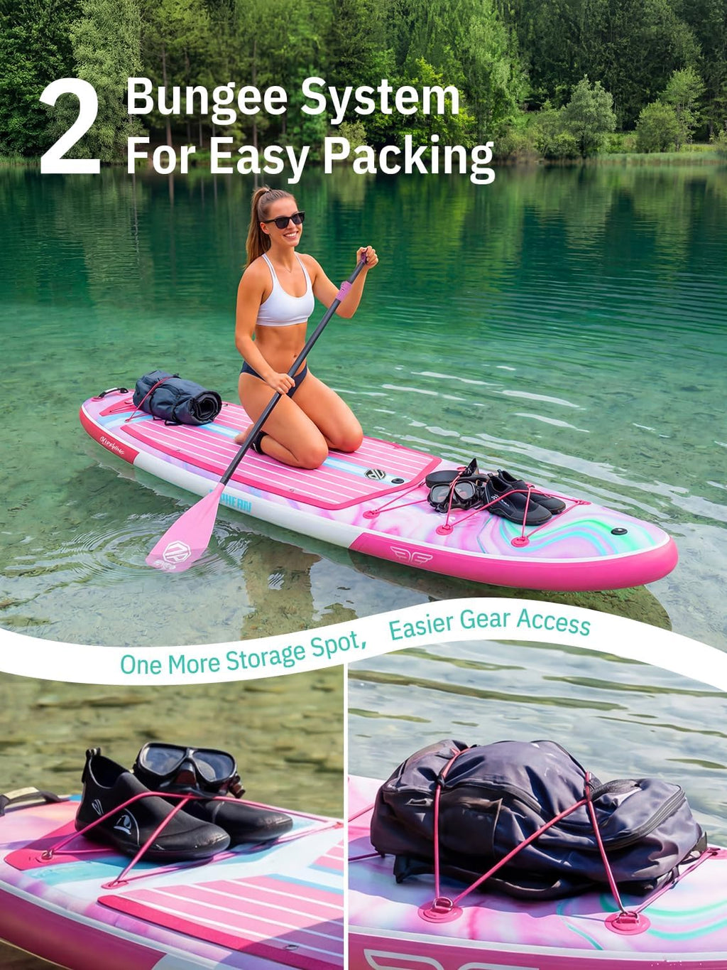 Niphean (Extra Large) Inflatable Paddle Board, SUP for 2+1 People/Family 500lbs Capacity Stand Up Paddle Board with SUP Accessories, StabilTrac Fin Non-Slip Paddleboard for Adults