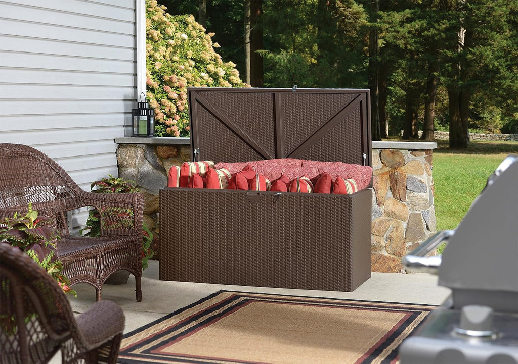 Arrow 4' x 2' x 2' Spacemaker Espresso 134 Gallon Hot-Dipped Galvanized Steel Storage Deck Box