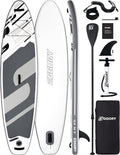 Inflatable Paddle Board,Stand Up Paddle Board Set, Extra Wide SUP Board with Removable Fin, Floating Paddle, Hand Pump, Waterproof Phone Pouch,Traveling Board