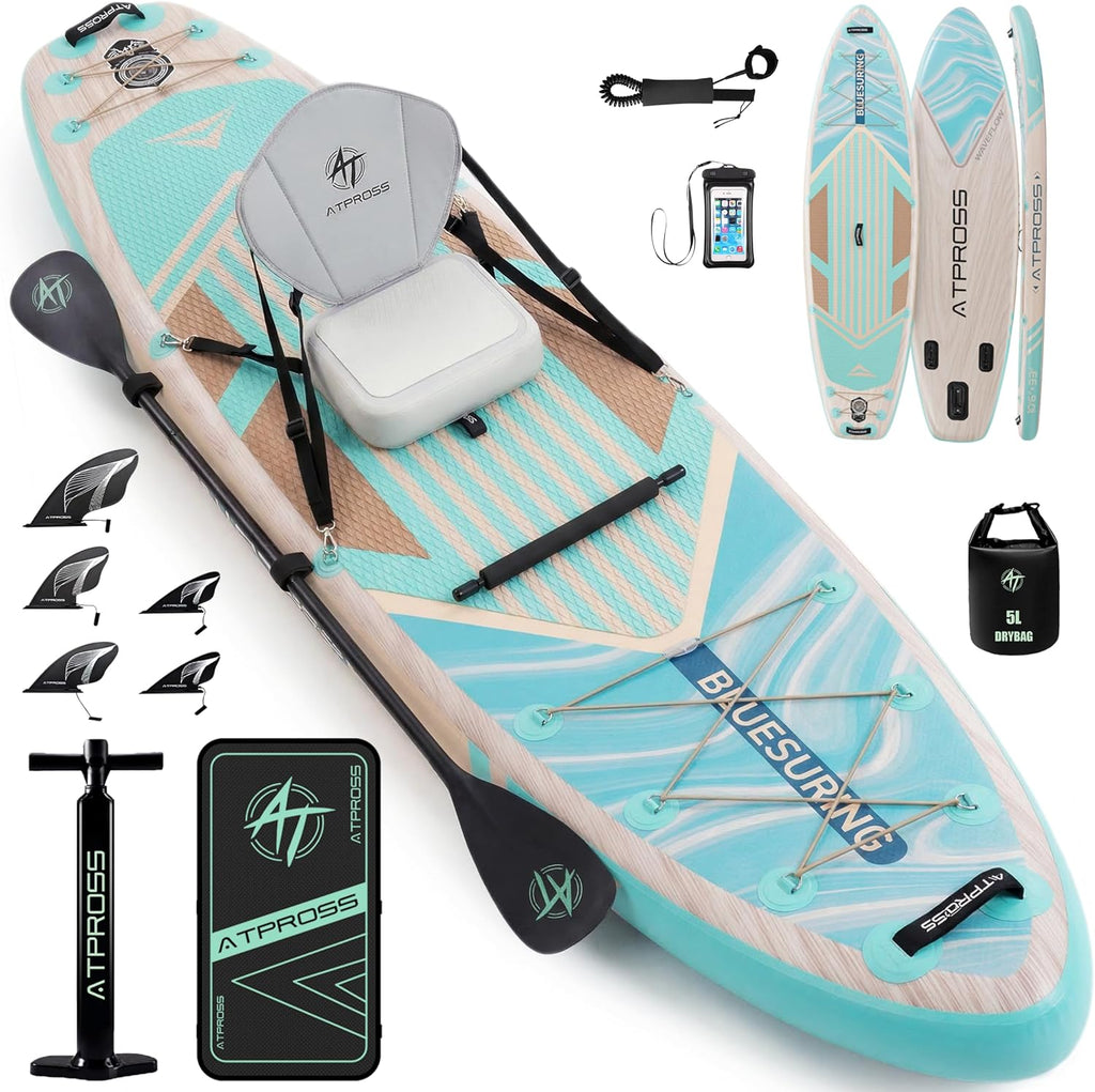 12'x36 Inflatable Paddle Board, 500lbs Extra Wide Stand Up Paddleboard for Adults with Premium SUP Accessories Kit & Backpack, Blow Up Kayak Non-Slip Stable Deck Boat for Yoga Fishing Surf