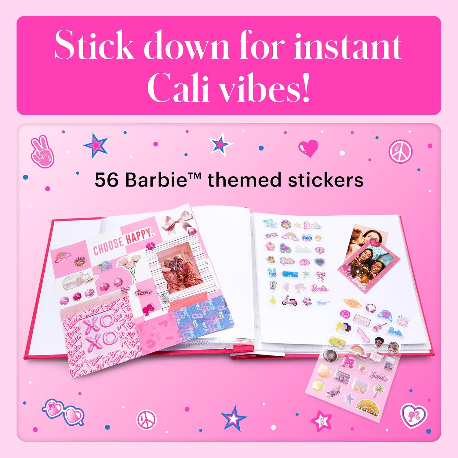 Kodak x Barbie Printomatic Full-Color Instant Print Digital Camera Barbie Gift Bundle (Iconic Style)+ Barbie Camera Case, Photo Album, Sticker & Hanging Frames, 50 Stickers + Zink Paper (20 Sheets)