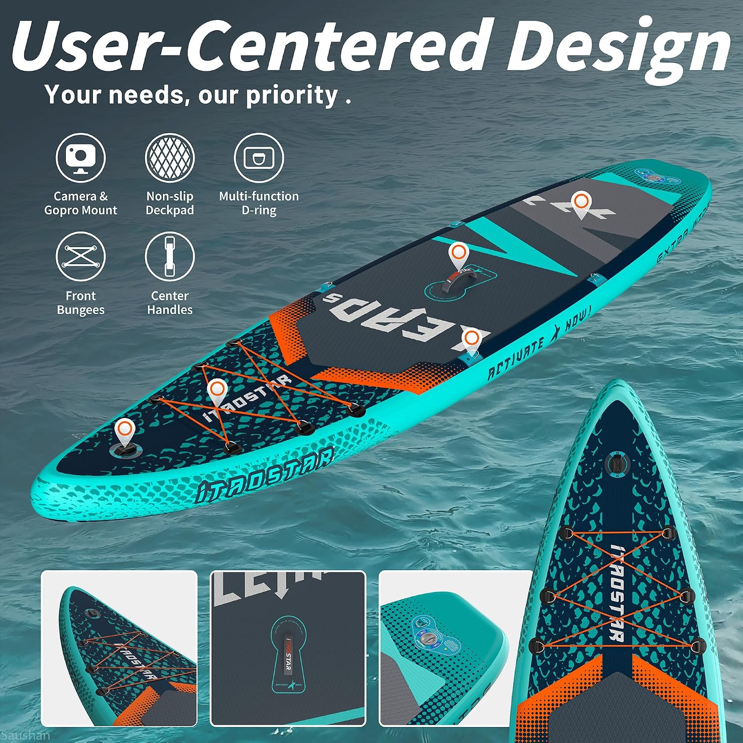 iTAOSTAR Lead 12' × 35' / 11' × 33' Stand Up Paddle Board Inflatable, Extar Wide SUP Board with 5 Fins Stable Design for Adults, Youth, All Skill Levels, Lakes, Oceans