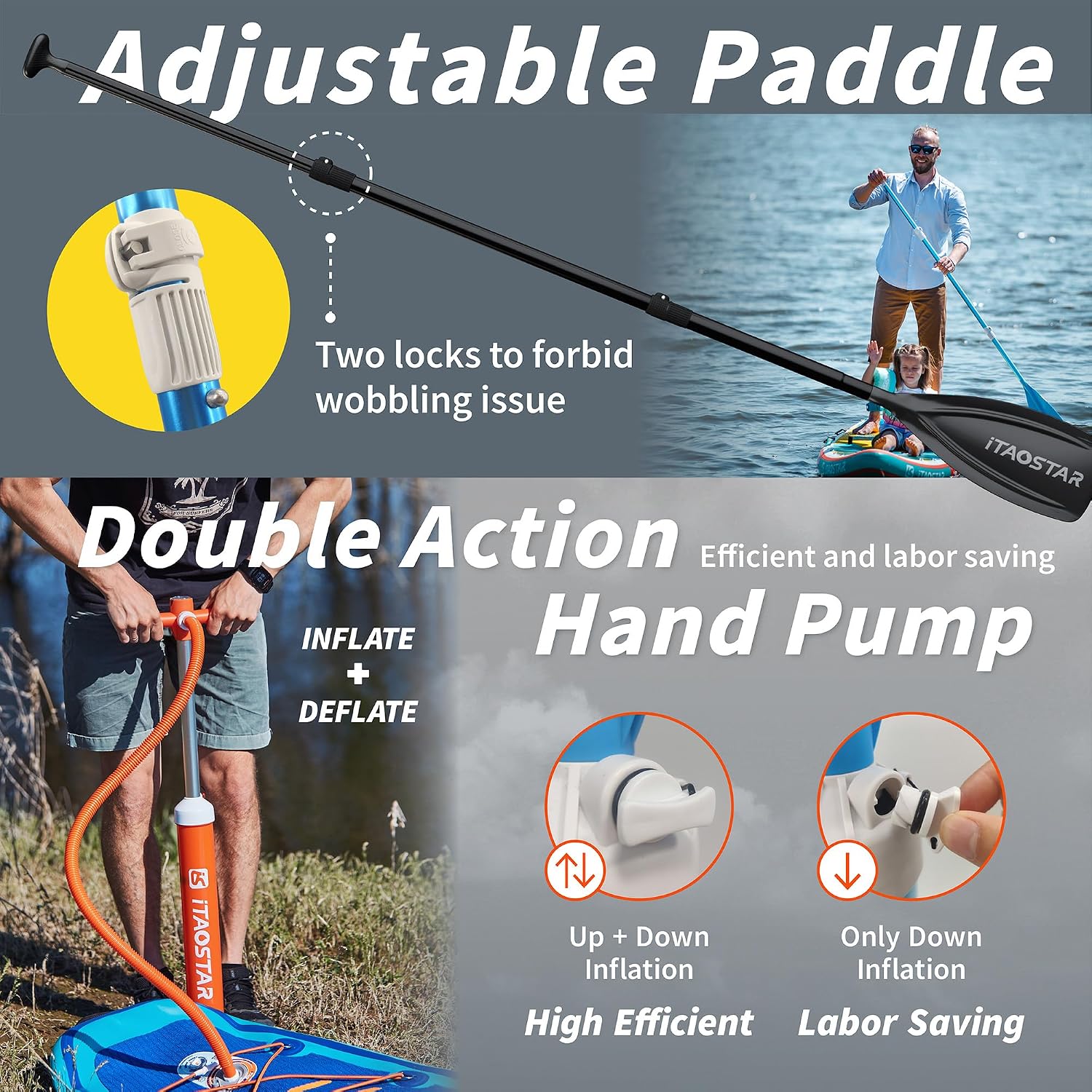 iTAOSTAR Lead 12' × 35' / 11' × 33' Stand Up Paddle Board Inflatable, Extar Wide SUP Board with 5 Fins Stable Design for Adults, Youth, All Skill Levels, Lakes, Oceans