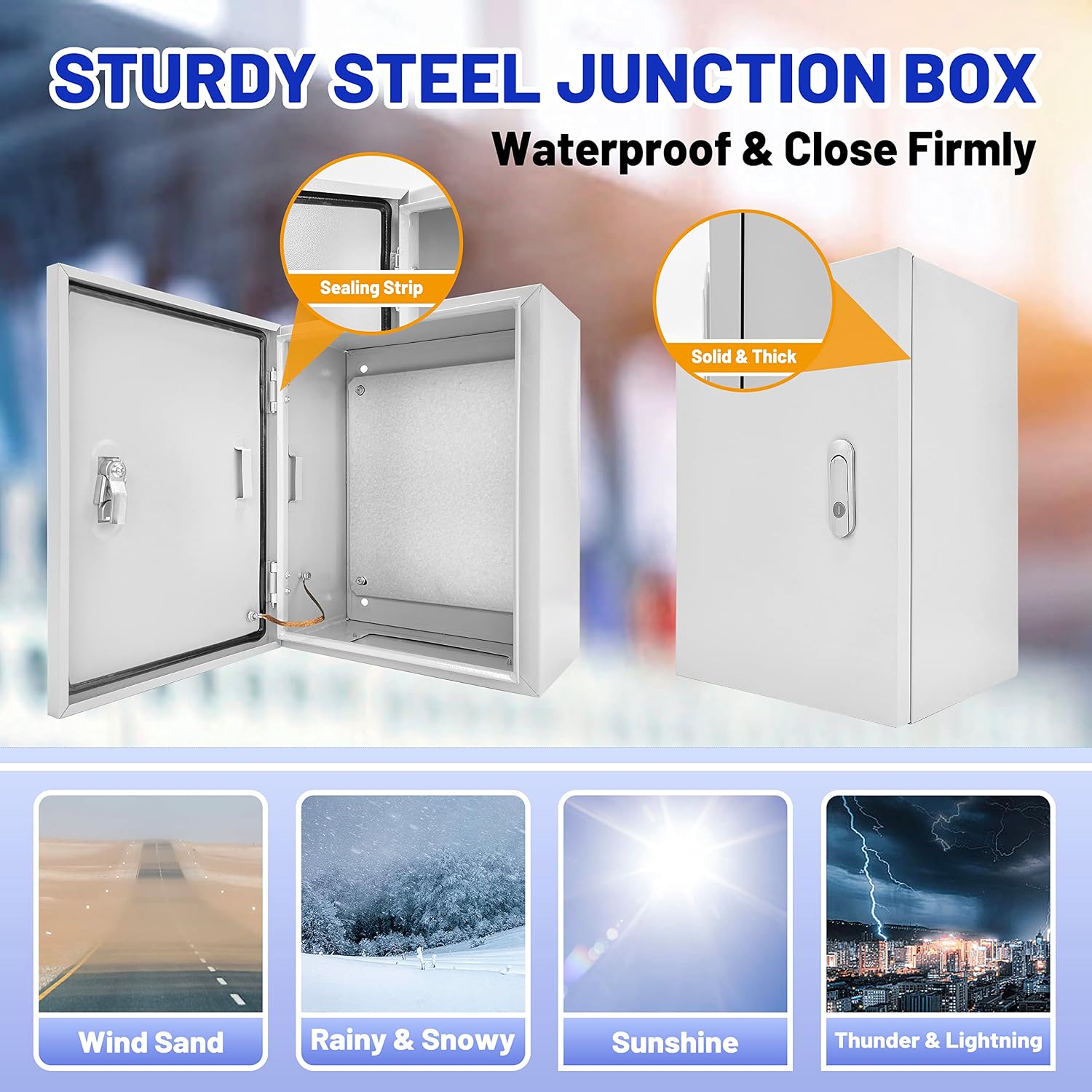 Outdoor Electrical Box 24 x 20 x 8''D NEMA 4X Enclosure Steel Box, Waterproof & Dustproof Outdoor/Indoor Lockable Electrical Junction Box, with Mounting Plate