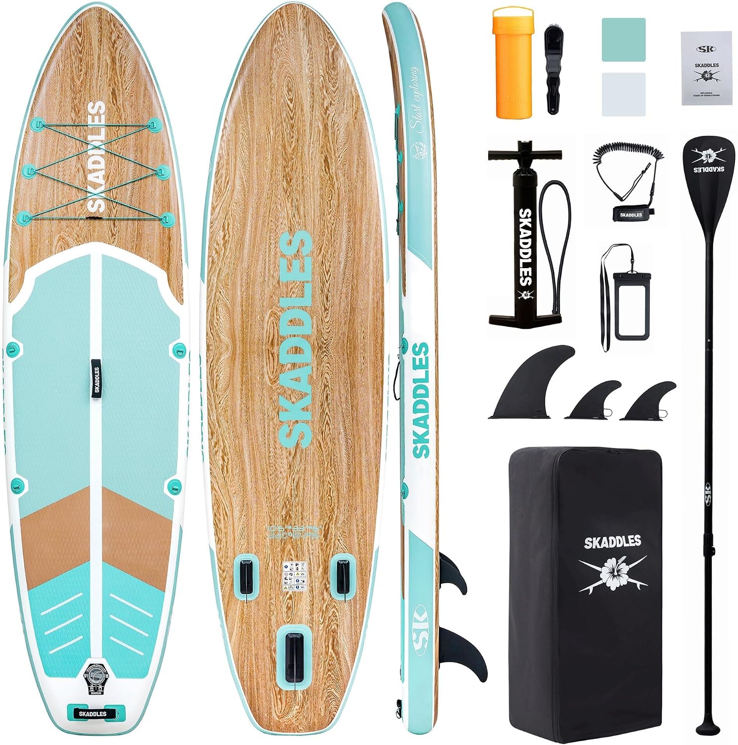 10'6'' Inflatable Stand Up Paddle Board (SUP) for Adults and Youth with Non-Slip Deck – Complete Accessories Kit, for Fishing, Yoga, Fitness & Family Fun
