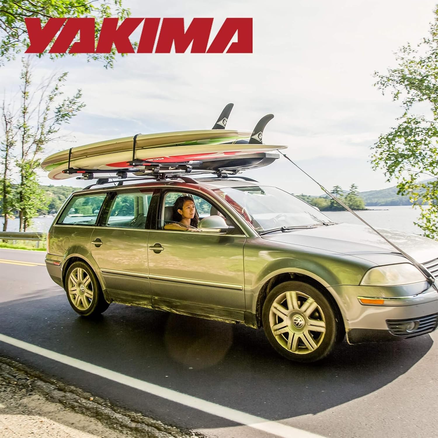 Yakima SupDawg Fully Assembled Rooftop SUP & Surfboard Mount, Holds 2 Boards up to 36' Wide, Tool-Free Installation, Integrated Rollers, SKS Locks