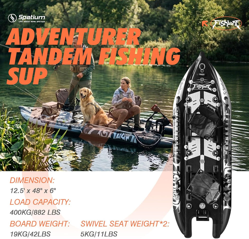 Spatium Triple Chamber Fishing Board SUP Inflatable Stand Up Paddle Board 11'*48'*6',Fishing Kayak with Premium Accessories 2 Fishing Rod Holders