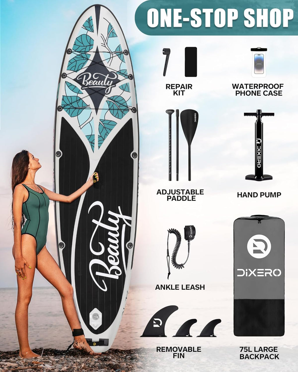Inflatable Stand Up Paddle Board with SUP Accessories, 11'*33' Inflatable Paddle Boards for Adults & Youth of All Skill Levels