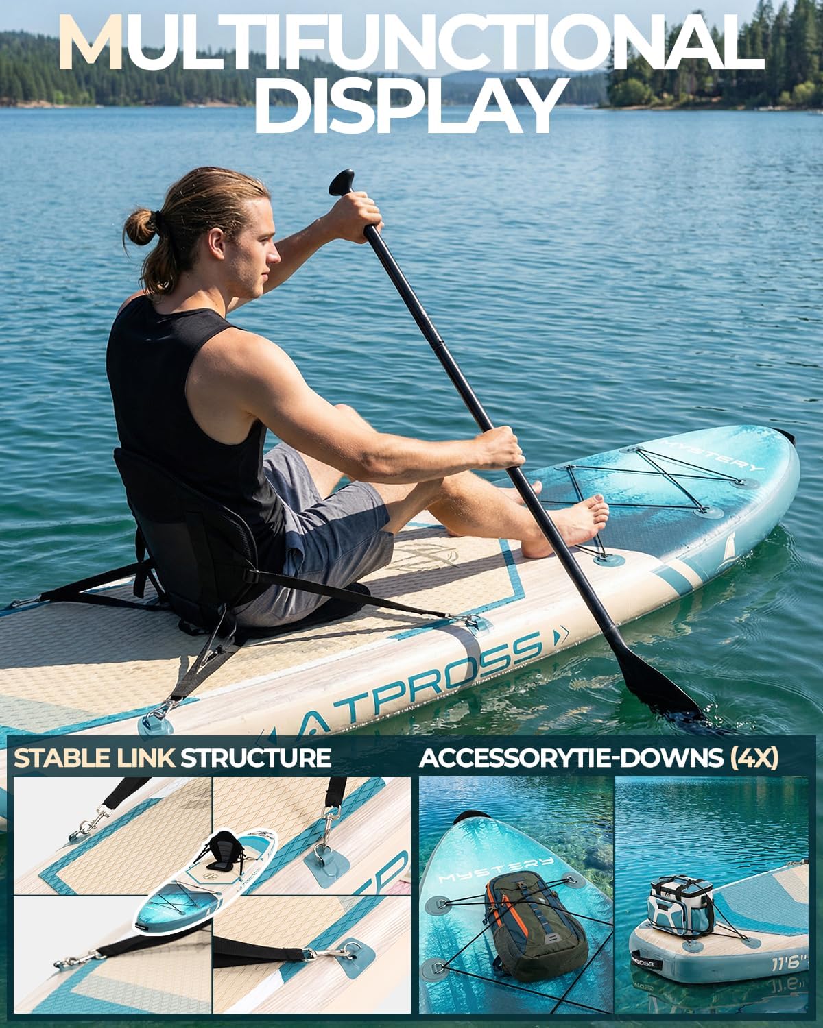 11'6'x35' Inflatable Paddle Board, 450lbs Extra Wide Stand Up Paddleboard for Adults with Premium SUP Accessories Kit & Backpack, Blow Up Kayak Non-Slip Stable Deck Boat for Yoga Fishing Surf