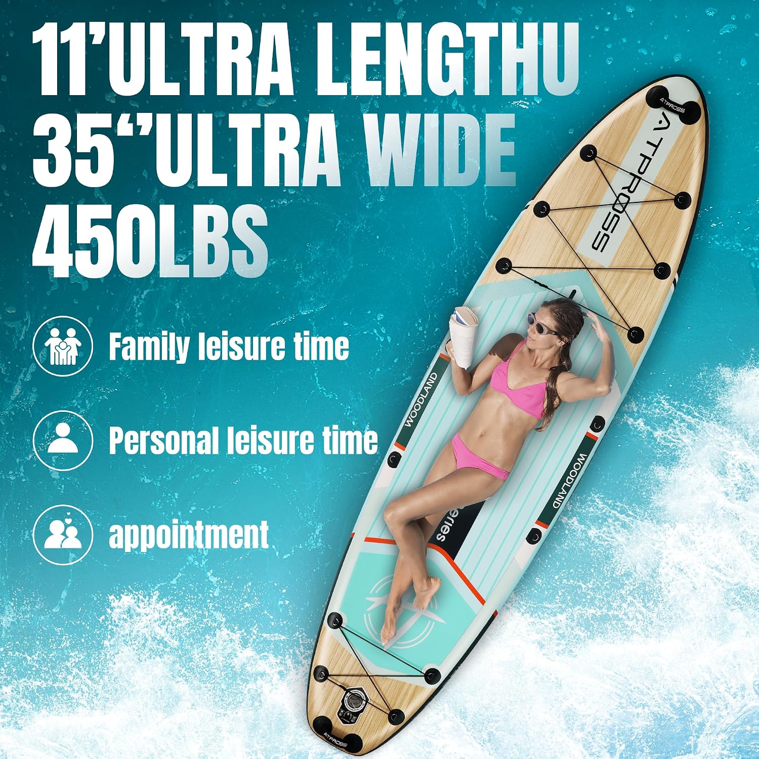 11'6'x35' Inflatable Paddle Board, 450lbs Extra Wide Stand Up Paddleboard for Adults with Premium SUP Accessories Kit & Backpack, Blow Up Kayak Non-Slip Stable Deck Boat for Yoga Fishing Surf