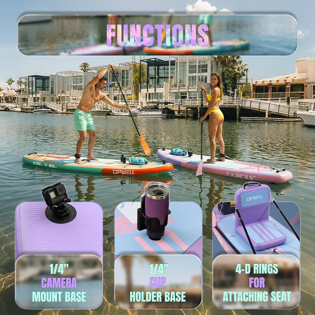 UPWELL 11'×34' Stand Up Paddle Board, SUP Board for Adults & Teens, Inflatable SUP Board with Premium Accessories, 120L Backpack, Paddle, Leash, Hand Pump, Fins