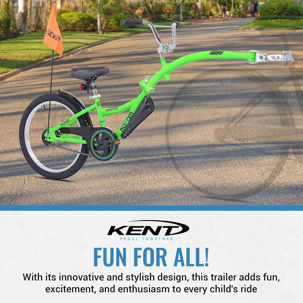 KaZAM Co-Pilot Bike Trailer - 20 Inch Bike Trailer with Adjustable BMX Stem and Handlebar - Lightweight Aluminum Frame and Padded Saddle for Cycling - Perfect for Family Rides