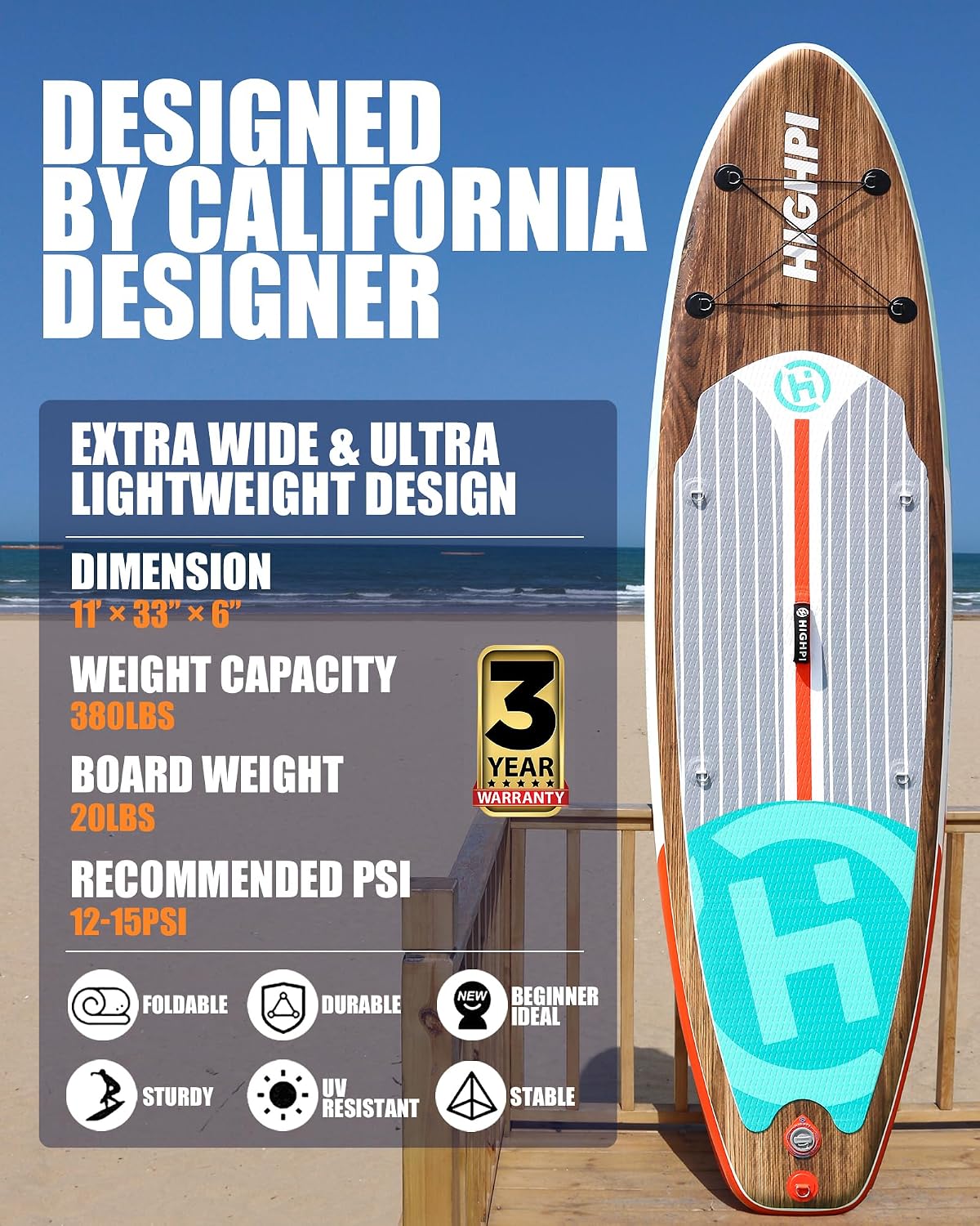 Inflatable Stand Up Paddle Board for Youth and Adults – Wide Sup with Premium Accessories, Blow Up Paddleboard for Surfing, Fishing, Yoga & More