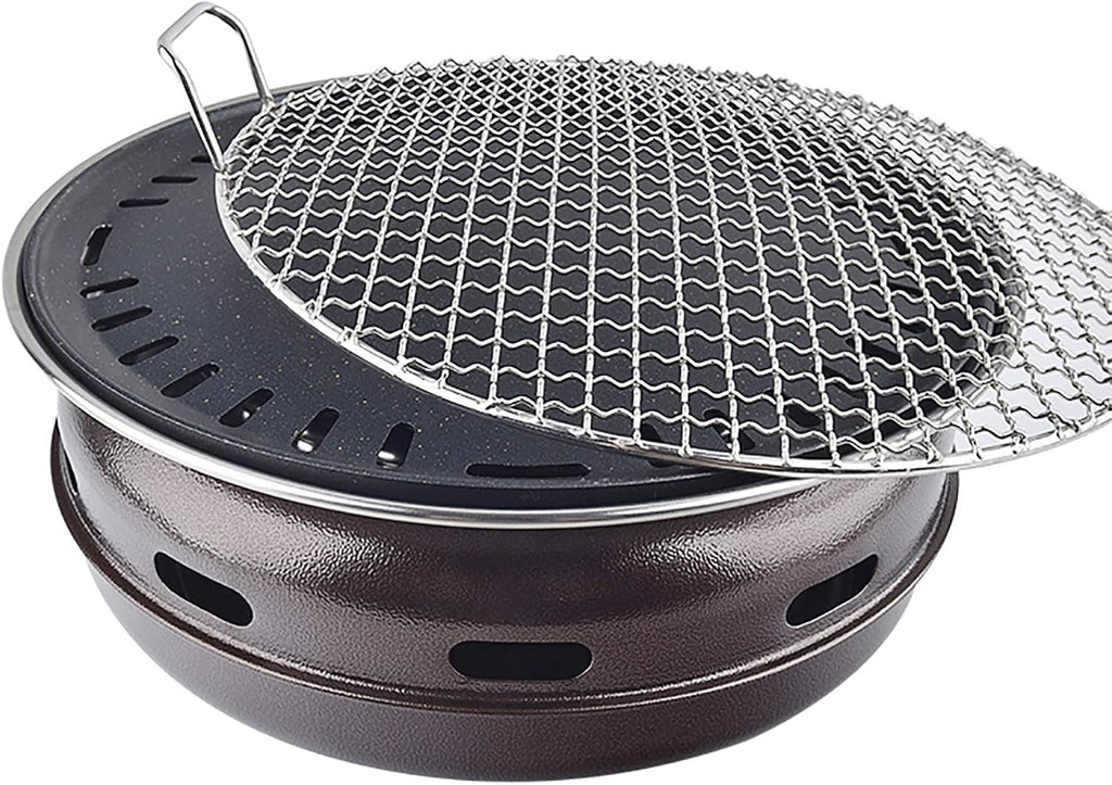 BBQ Barbeque Barbecue Grill, BBQ, Korean Smokeless Household Charcoal Grill, Galvanized Sheet Barbecue Stove, 100% Maifan Stone, 9 Styles (Color : F)