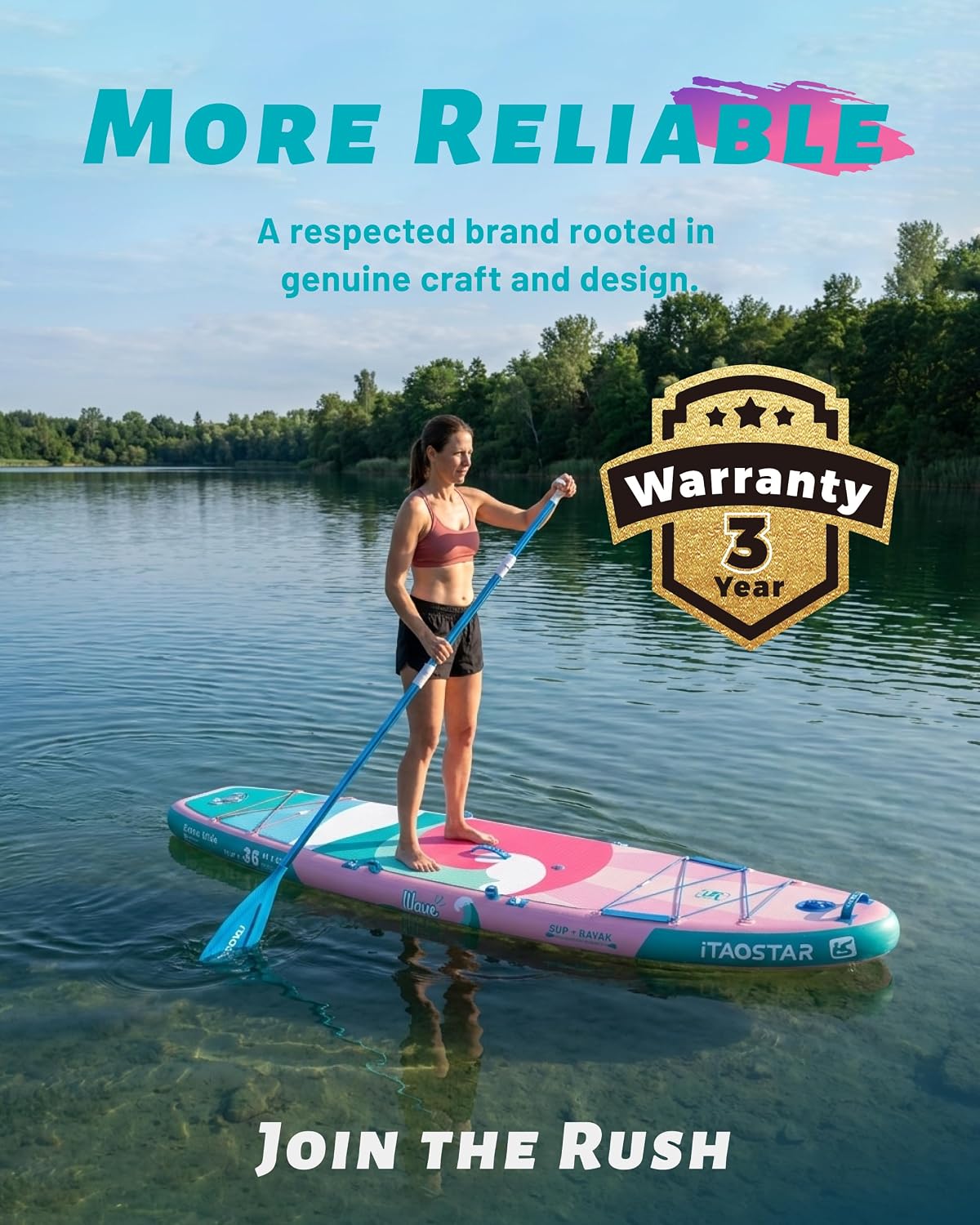 iTAOSTAR Billow 11'6'×36' Extra Wide Paddle Board with Seat, One-Stop Premium SUP Board Accessories, Tailored Fins, Stable Inflatable Stand Up Paddle Boards for Youth/Adults of All Skill Levels