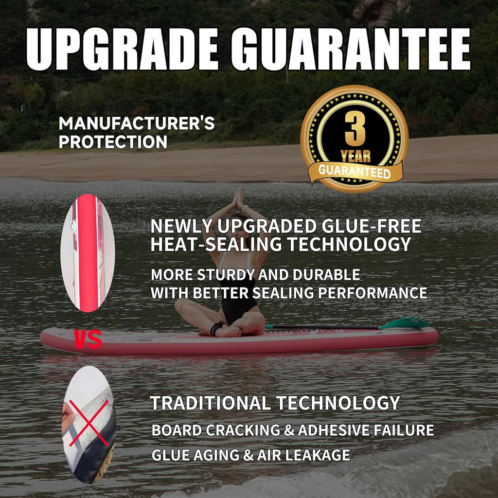 Inflatable Stand Up Paddle Board - Upgraded Glue-Free Hot Melt Technology, Long Service Life, 10'6', Anti-Slip EVA Deck, Full SUP Accessories, Included for Adults Youth All Skill Levels