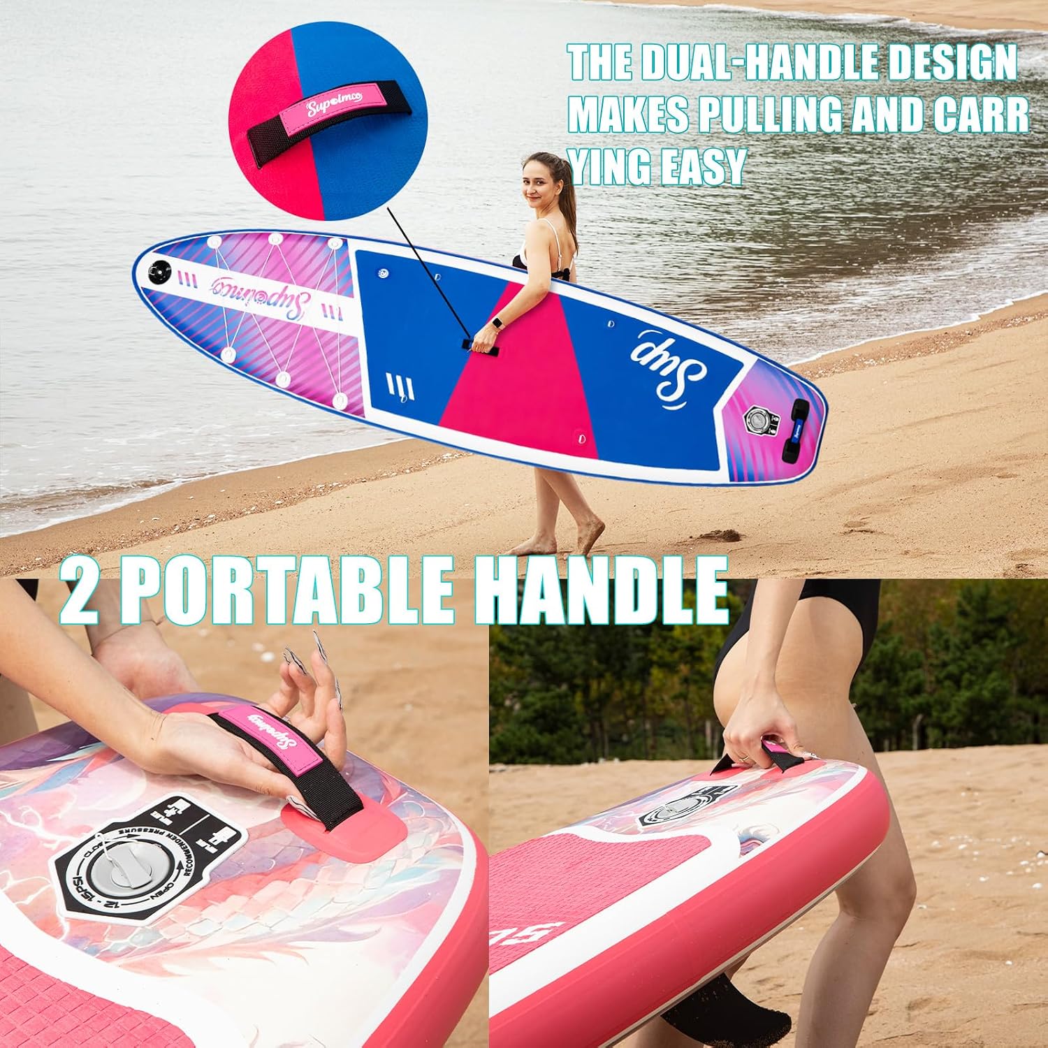 Inflatable Stand Up Paddle Board - Upgraded Glue-Free Hot Melt Technology, Long Service Life, 10'6', Anti-Slip EVA Deck, Full SUP Accessories, Included for Adults Youth All Skill Levels