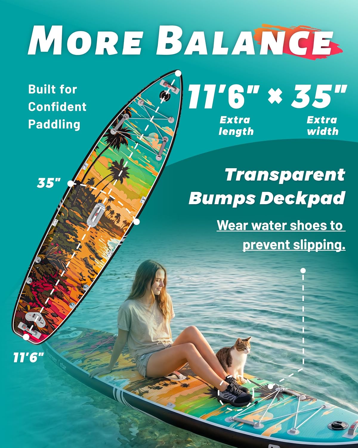 iTAOSTAR Novelty 11'6' x 35' Extra Wide SUP for Enhanced Stability - Inflatable Stand Up Paddle Board - Premium Paddle Board Kit for Adults & Youth - All Skill Levels - Includes SUP Accessories