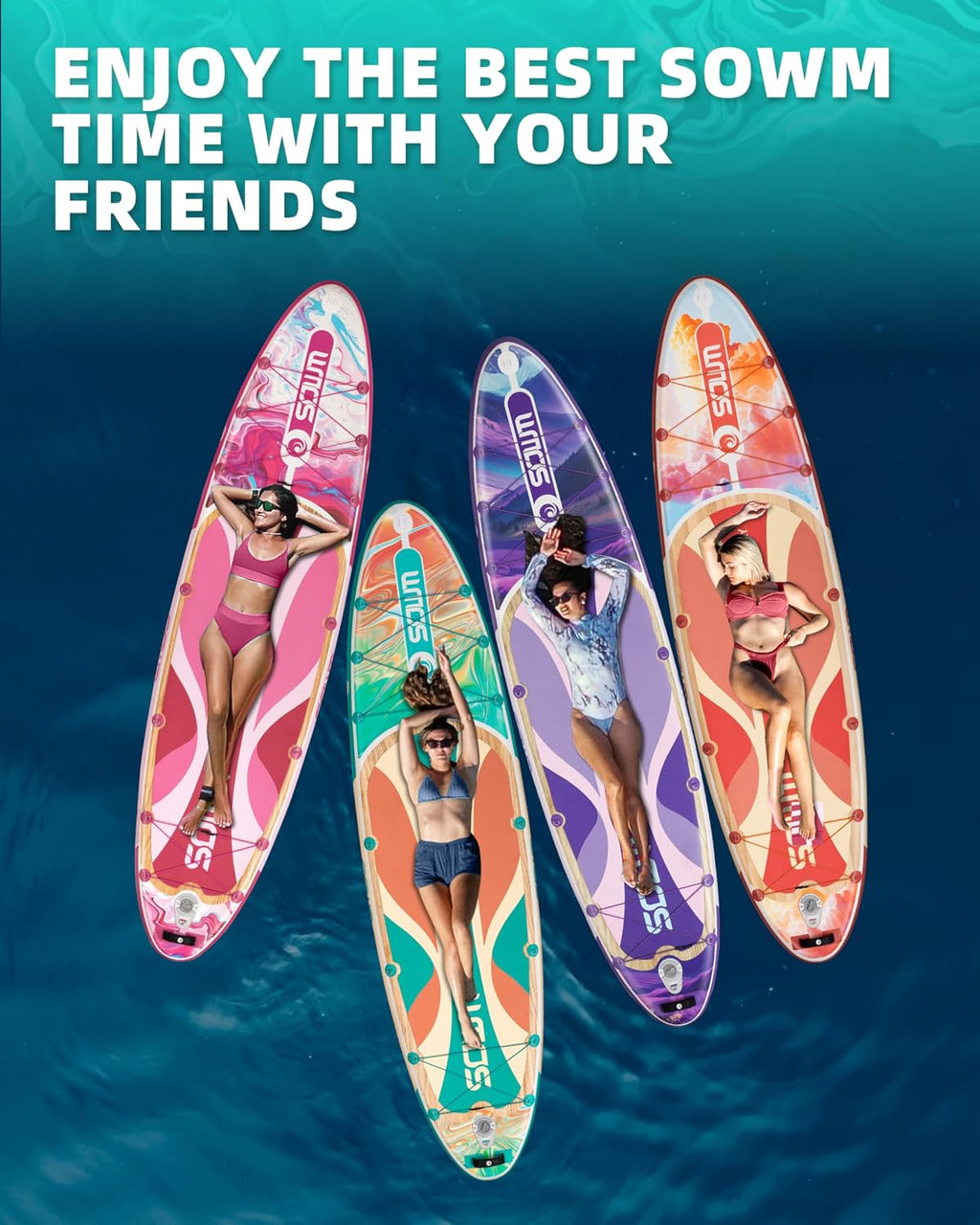 11'*33'/34' Inflatable Stand Up Paddle Board for Beginners,400/420lbs Capacity, Anti-Slip EVA Deck, Includes Adjustable Paddle, Pump, Backpack & SUP Accessories for Surfing, Fishing, Yoga & More