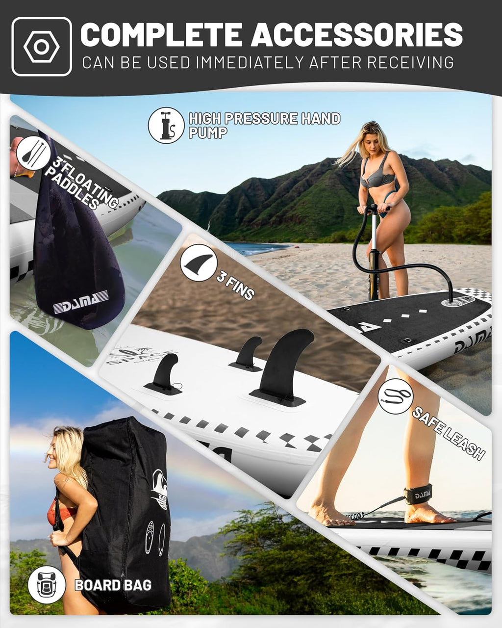 DAMA 11'*34'*6' Inflatable Paddle Board, Paddle Boards for Adults,Sup,Lightweight and Durable, Easy to Inflate, Versatile in Style, Fully Functional, Equipped w/High Grade Accessories.