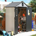 Domi 5x3 FT Outdoor Resin Storage Shed, All-Weather Double-Wall Storage Building for Backyard, Garden, Lawn Tools, Mower, Bike & Pool Equipment, Lockable Doors, Ventilated Roof, Grey
