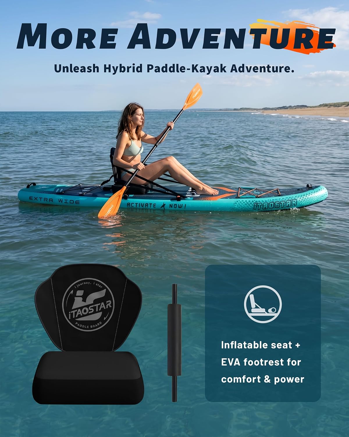 iTAOSTAR Lead 12' × 35' / 11' × 33' Stand Up Paddle Board Inflatable, Extar Wide SUP Board with 5 Fins Stable Design for Adults, Youth, All Skill Levels, Lakes, Oceans