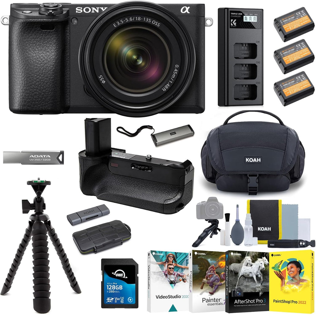 Sony a6400 Mirrorless Digital Camera with 18-135mm Lens Ultimate Bundle (10 Items)