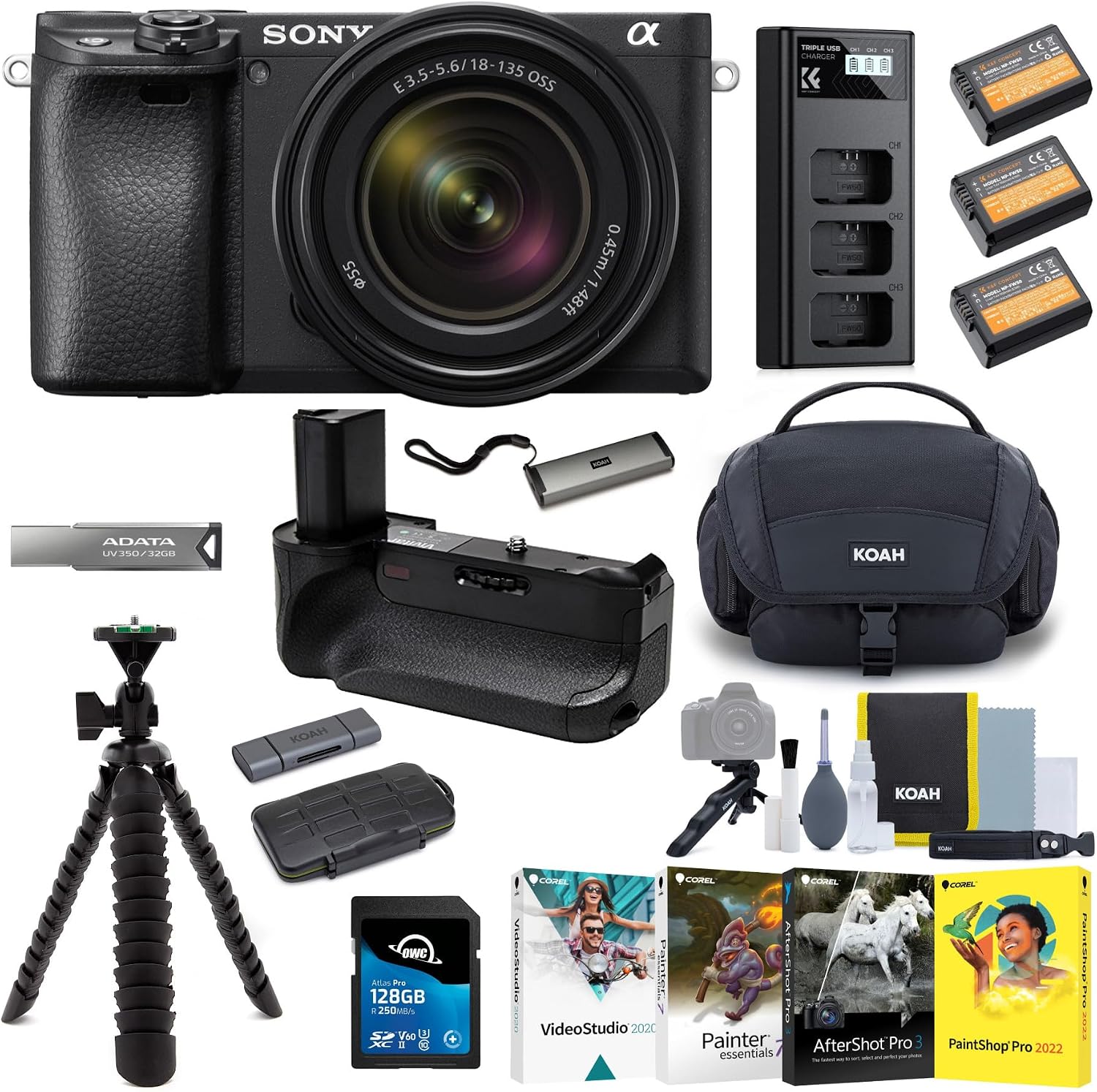 Sony a6400 Mirrorless Digital Camera with 18-135mm Lens Ultimate Bundle (10 Items)